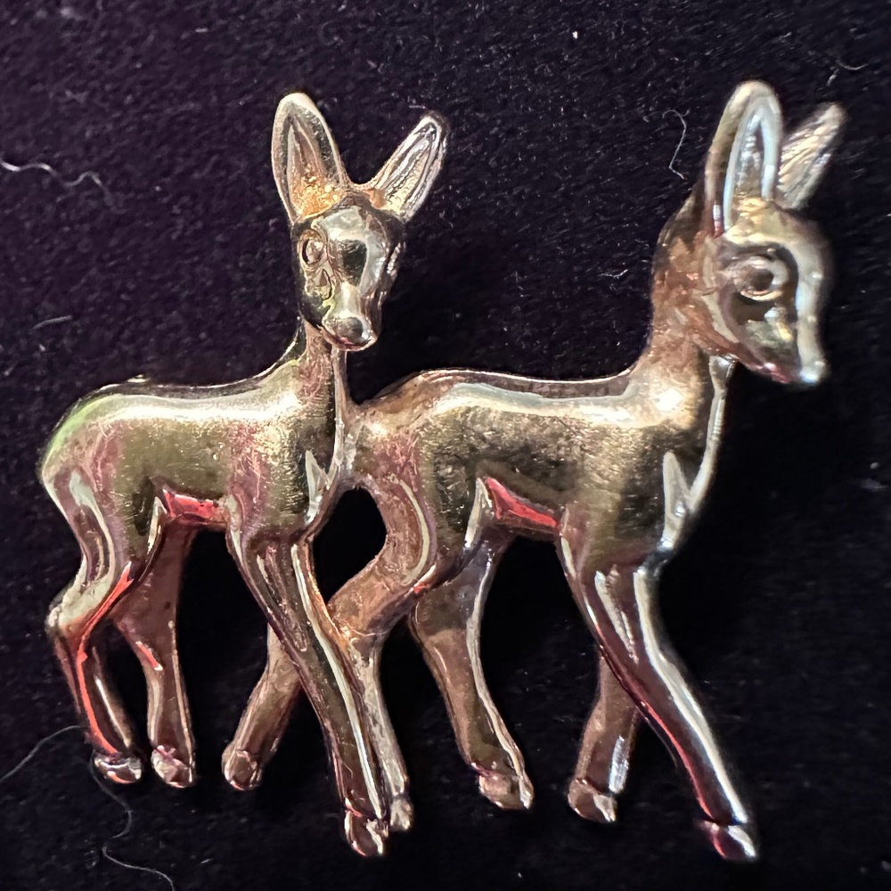 Vintage Napier Twin Deer Gold-Tone Pin View 6